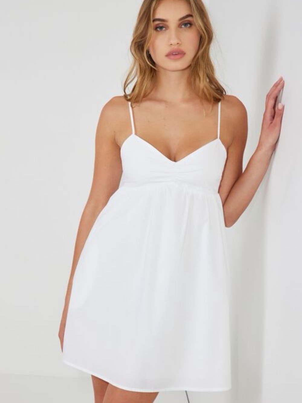 Garage White Poplin Babydoll Dress
